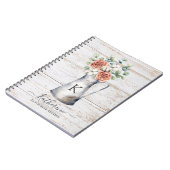 モノグラム素朴バラコットンユーカリプトゥスウッドレシピ ノートブック (左側)