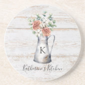 モノグラム素朴バラコットンユーカリ入りジョッキ コースター (正面)