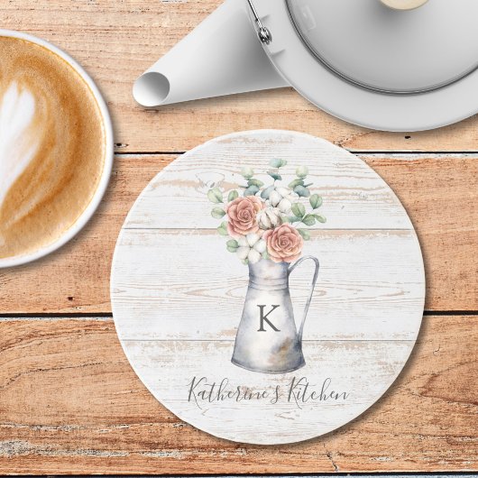 モノグラム素朴バラコットンユーカリ入りジョッキ コースター