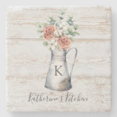 モノグラム素朴バラコットンユーカリ入りジョッキ ストーンコースター (正面)