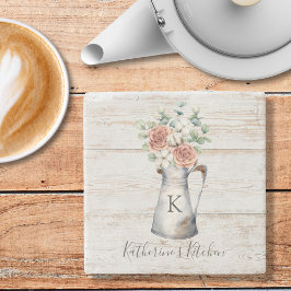 モノグラム素朴バラコットンユーカリ入りジョッキ ストーンコースター