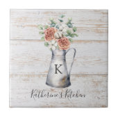 モノグラム素朴バラコットンユーカリ入りジョッキ タイル (正面)