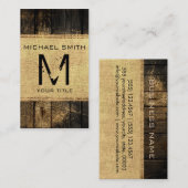 モノグラム素朴バーラップヴィンテージウッドルック#2 名刺 (正面/裏面)