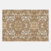 モノグラム素朴パターン：タン&クリームスタイル ラッピングペーパーシート (正面2)
