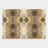 モノグラム素朴パターン：タン&クリームスタイル ラッピングペーパーシート (正面)