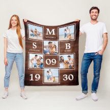 モノグラム素朴パーソナライズされたカップルフォトコラージュ