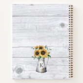 モノグラム素朴ヒマワリレシピクックブック ノートブック (裏面)