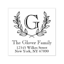 モノグラム素朴ファミリーアドレス自己インク入力スタンプ