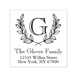 モノグラム素朴ファミリーアドレス自己インク入力スタンプ セルフインキングスタンプ