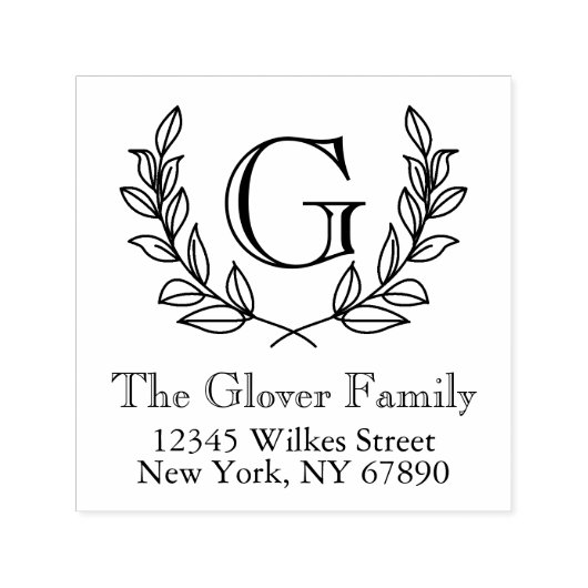 モノグラム素朴ファミリーアドレス自己インク入力スタンプ セルフインキングスタンプ (デザイン)