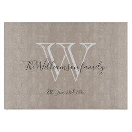 モノグラム素朴ファミリー名イニシャル日付シカッコいいック カッティングボード