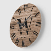 モノグラム素朴ファームハウスカスタムファミリーネーム ラージ壁時計 (傾斜)
