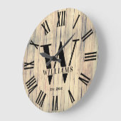 モノグラム素朴ファームハウスカスタムファミリーネーム ラージ壁時計 (傾斜)