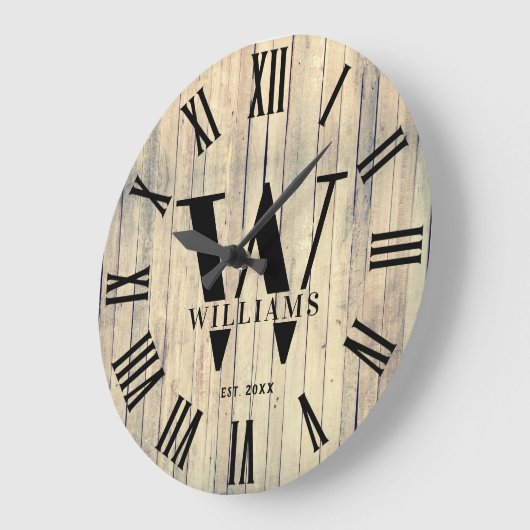 モノグラム素朴ファームハウスカスタムファミリーネーム ラージ壁時計 (傾斜)