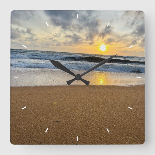 モノグラム素朴ファームハウスカスタムフォトパーソナライズ スクエア壁時計 (正面)