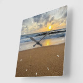 モノグラム素朴ファームハウスカスタムフォトパーソナライズ スクエア壁時計 (傾斜)