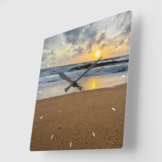 モノグラム素朴ファームハウスカスタムフォトパーソナライズ スクエア壁時計 (傾斜)