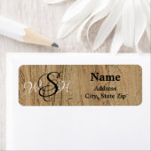 モノグラム素朴ブラウンストライプの木目アドレス ラベル (インサイチュ)