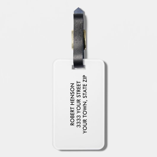 モノグラム素朴ブルーカスタムバッグラベルと〔雄ジカの〕枝角 ラゲッジタグ (裏面縦)