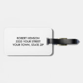 モノグラム素朴ブルーカスタムバッグラベルと〔雄ジカの〕枝角 ラゲッジタグ (裏面横)