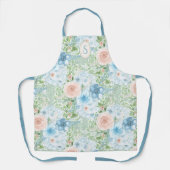 モノグラム素朴ブルーピンクグリーンフローラ エプロン (正面)