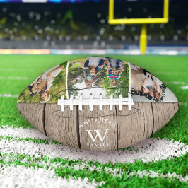 モノグラム素朴ライトウッドフォトコラージュサッカー アメリカンフットボール