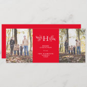 モノグラム素朴レッド2フォトホリデーカード シーズンカード (正面/裏面)