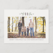 モノグラム素朴ワンフォトファミリー休日 シーズンポストカード (正面)