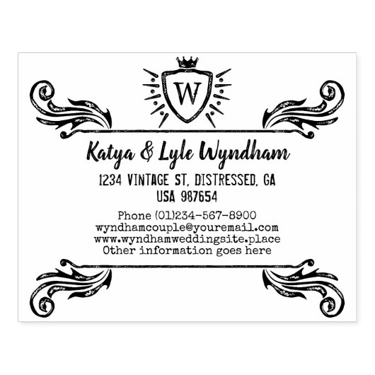 モノグラム素朴ヴィンテージオーナメントシールドロゴ ラバースタンプ (インプリント)