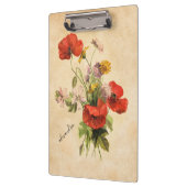 モノグラム素朴ヴィンテージブーケレッドポピーズベージュ クリップボード (左)