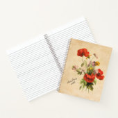 モノグラム素朴ヴィンテージブーケレッドポピーズベージュ ノートブック (内部)