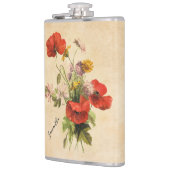モノグラム素朴ヴィンテージブーケレッドポピーズベージュ フラスク (左)