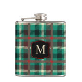 モノグラム素朴付きティール(緑がかった色)格子模様 フラスク (正面)