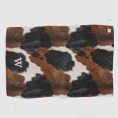 モノグラム素朴付き西部牛革パターン ゴルフタオル (横)