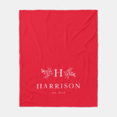 モノグラム素朴休日の赤毛布 フリースブランケット (正面)