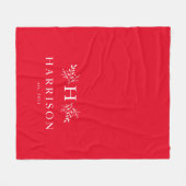 モノグラム素朴休日の赤毛布 フリースブランケット (正面(横))