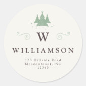モノグラム素朴名クリスマスツリー差出人住所 ラウンドシール (正面)