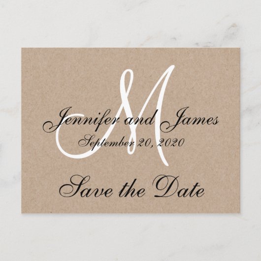 モノグラム素朴日付の保存 案内ポストカード (正面)
