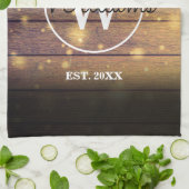 モノグラム素朴木材パネルスクリプト キッチンタオル (折り畳み)