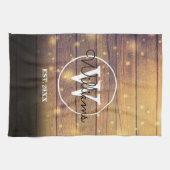 モノグラム素朴木材パネルスクリプト キッチンタオル (横)