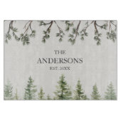 モノグラム素朴水彩松の木と枝 カッティングボード (正面)