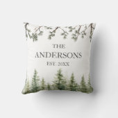 モノグラム素朴水彩松の木と枝 クッション (裏面)