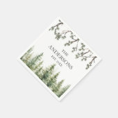 モノグラム素朴水彩松の木と枝 スタンダードカクテルナプキン (角)