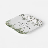 モノグラム素朴水彩松の木と枝 ペーパープレート (傾斜あり)