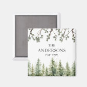 モノグラム素朴水彩松の木と枝 マグネット (正面/裏面)