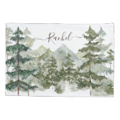 モノグラム素朴水彩林と山 枕カバー (裏面)