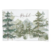 モノグラム素朴水彩林と山 枕カバー (正面)