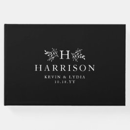 モノグラム素朴白黒クラシック結婚ズ ゲストブック