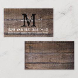 モノグラム素朴結婚ドリンク券カード 名刺