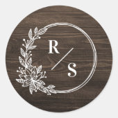 モノグラム素朴結婚式用シール封筒用シール ラウンドシール (正面)